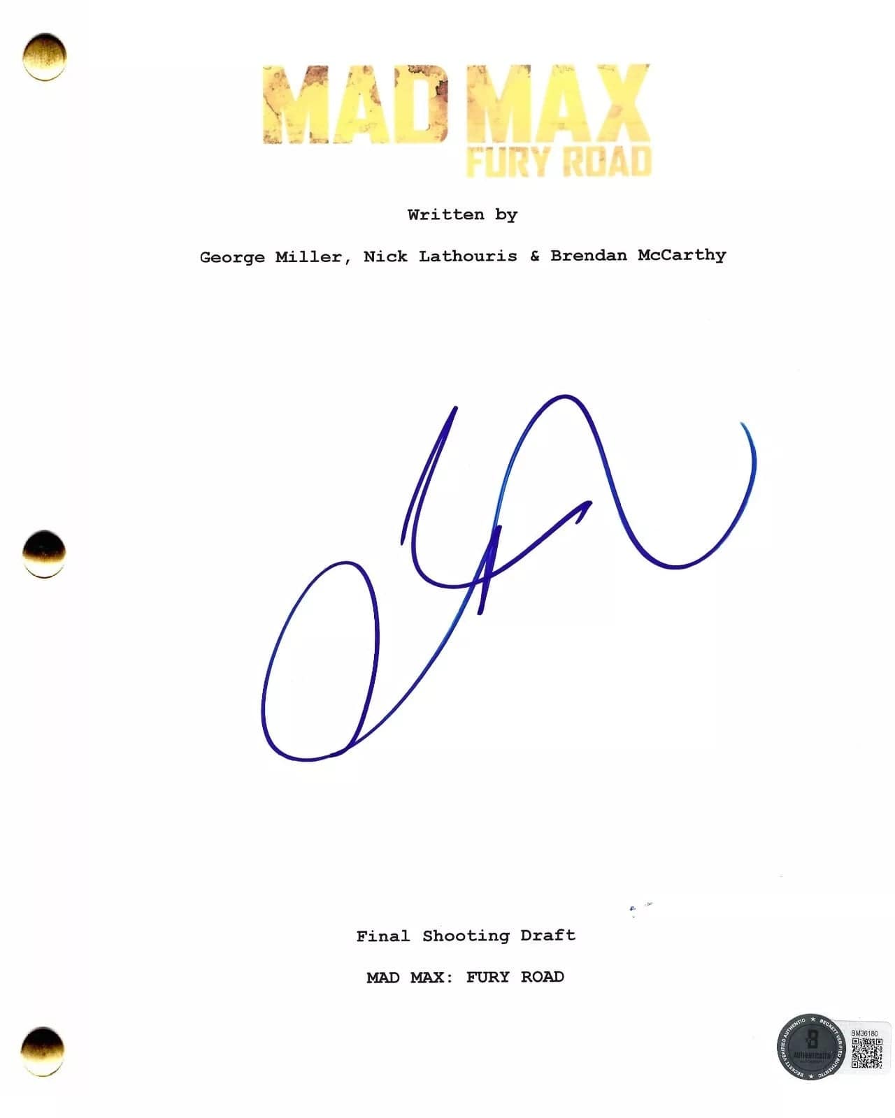 George Miller Signed Script from Mad Max Beckett COA - Item #1