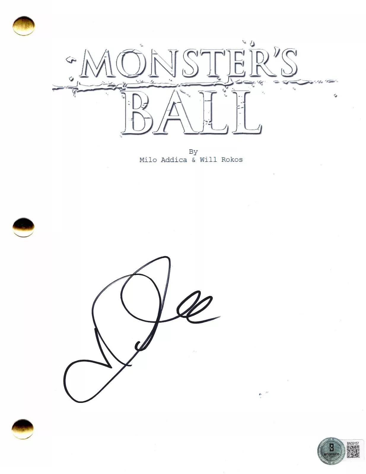 Halle Berry Signed Script from Monster's Ball Beckett COA