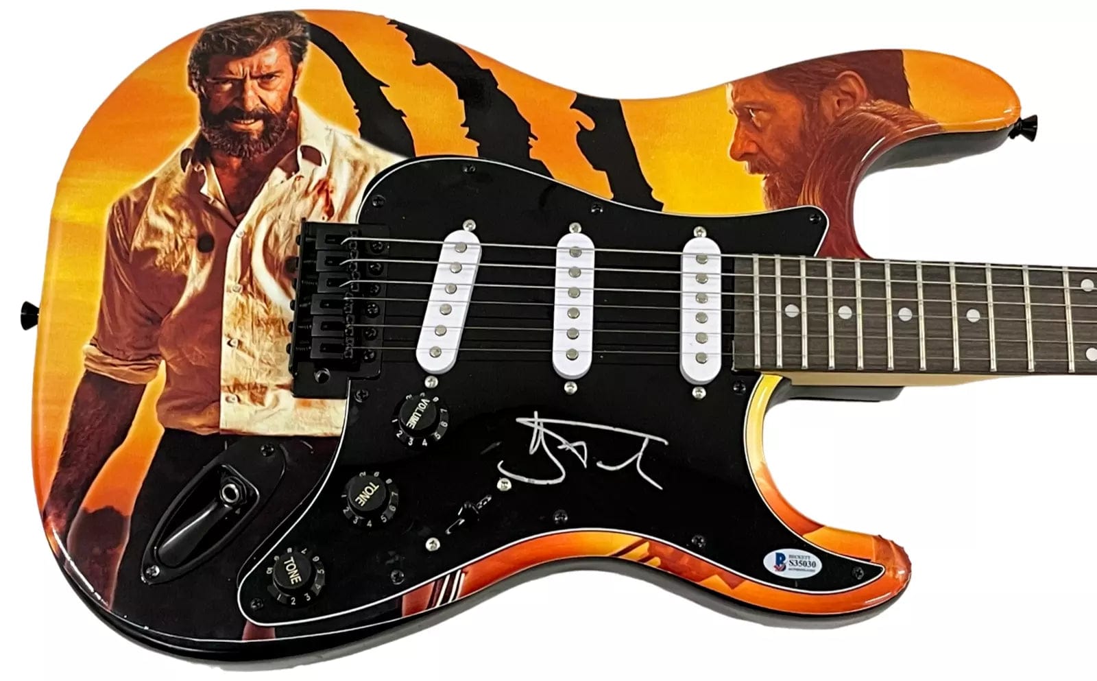 Hugh Jackman Signed Guitar from X-Men Beckett COA