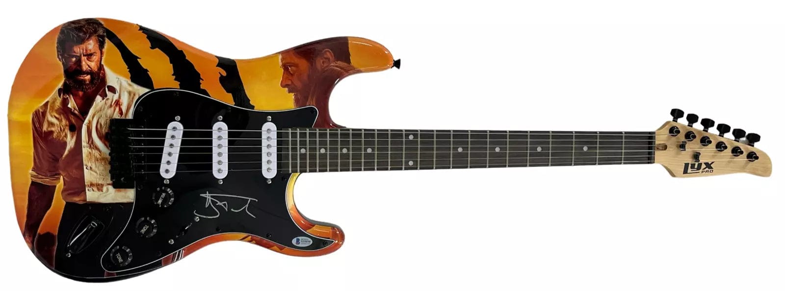 Hugh Jackman Signed Guitar from X-Men Beckett COA - Detail View