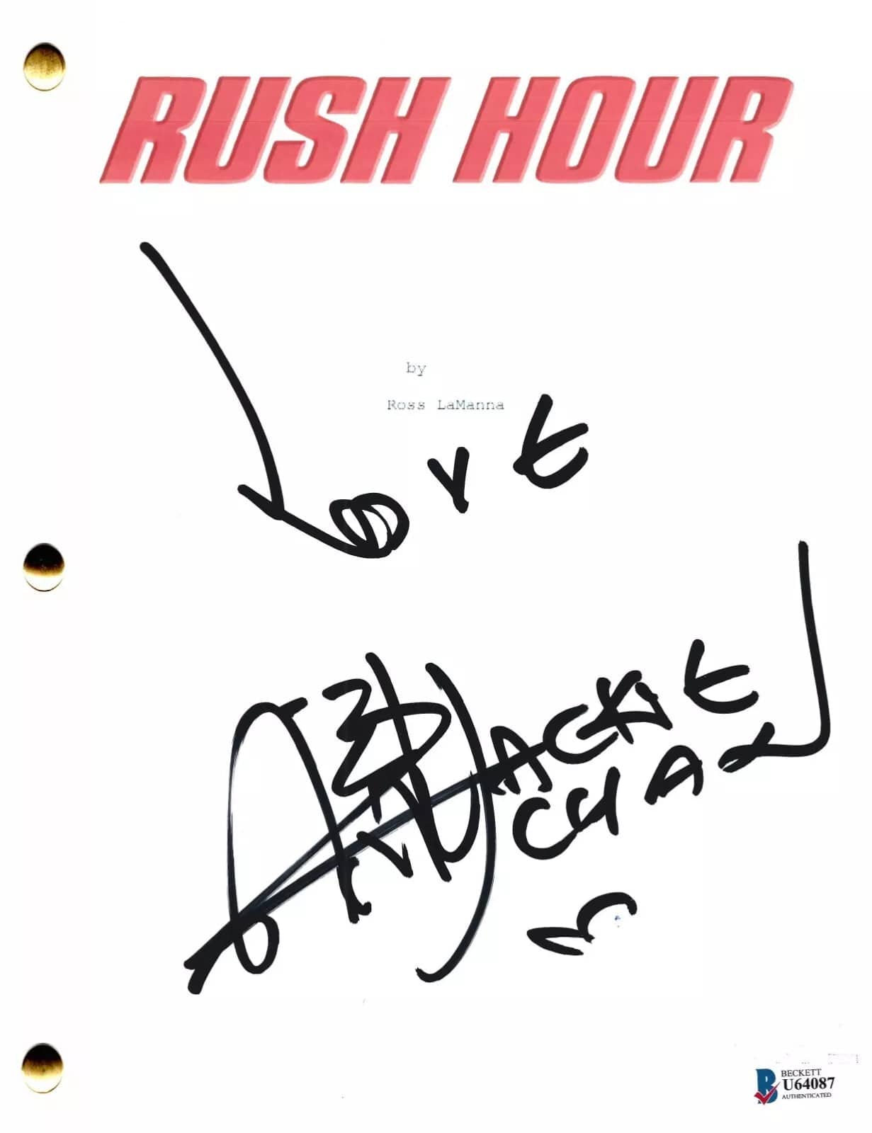 Jackie Chan Signed Script from Rush Hour Beckett COA