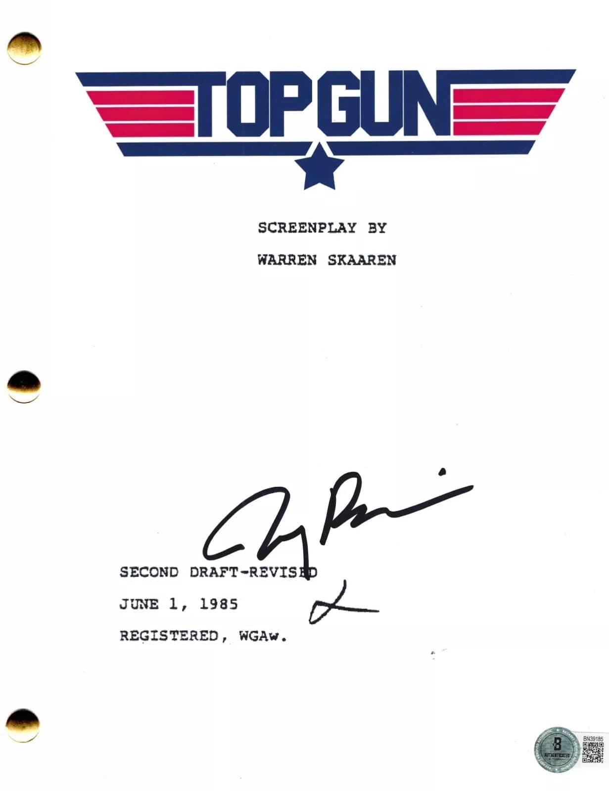 Jerry Bruckheimer Signed Script from Top Gun Beckett COA - Item #1