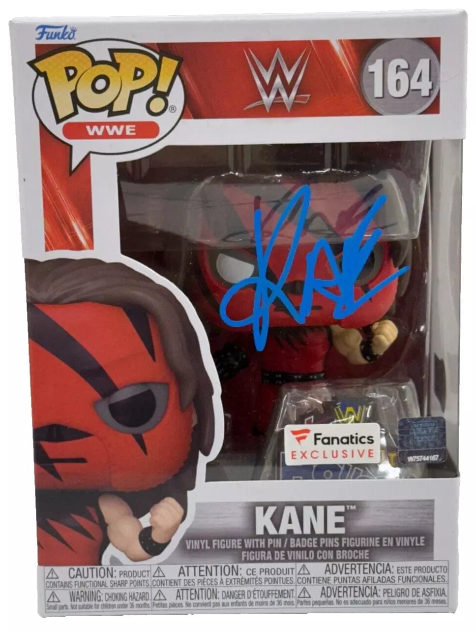 Kane Authentic Autographed Kane WWE 164 Funko Pop Figure