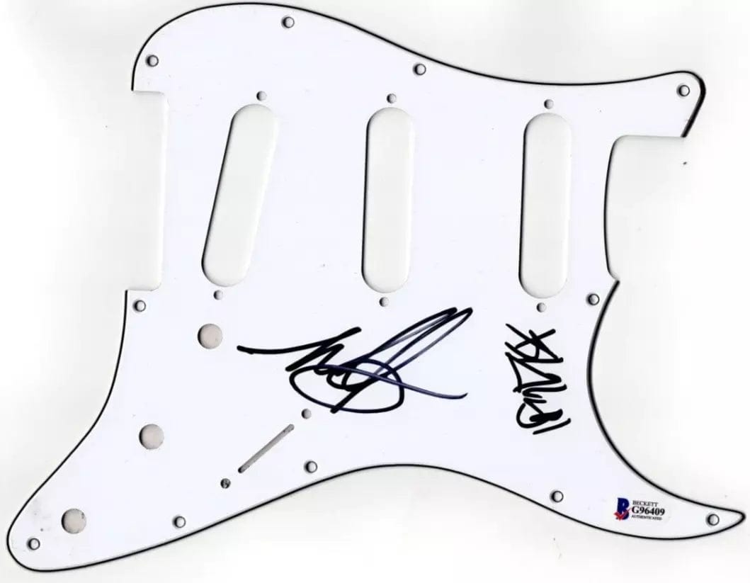 Mark Hoppus & Travis Barker of Blink-182 Authentic Autographed Stratocaster Pickguard