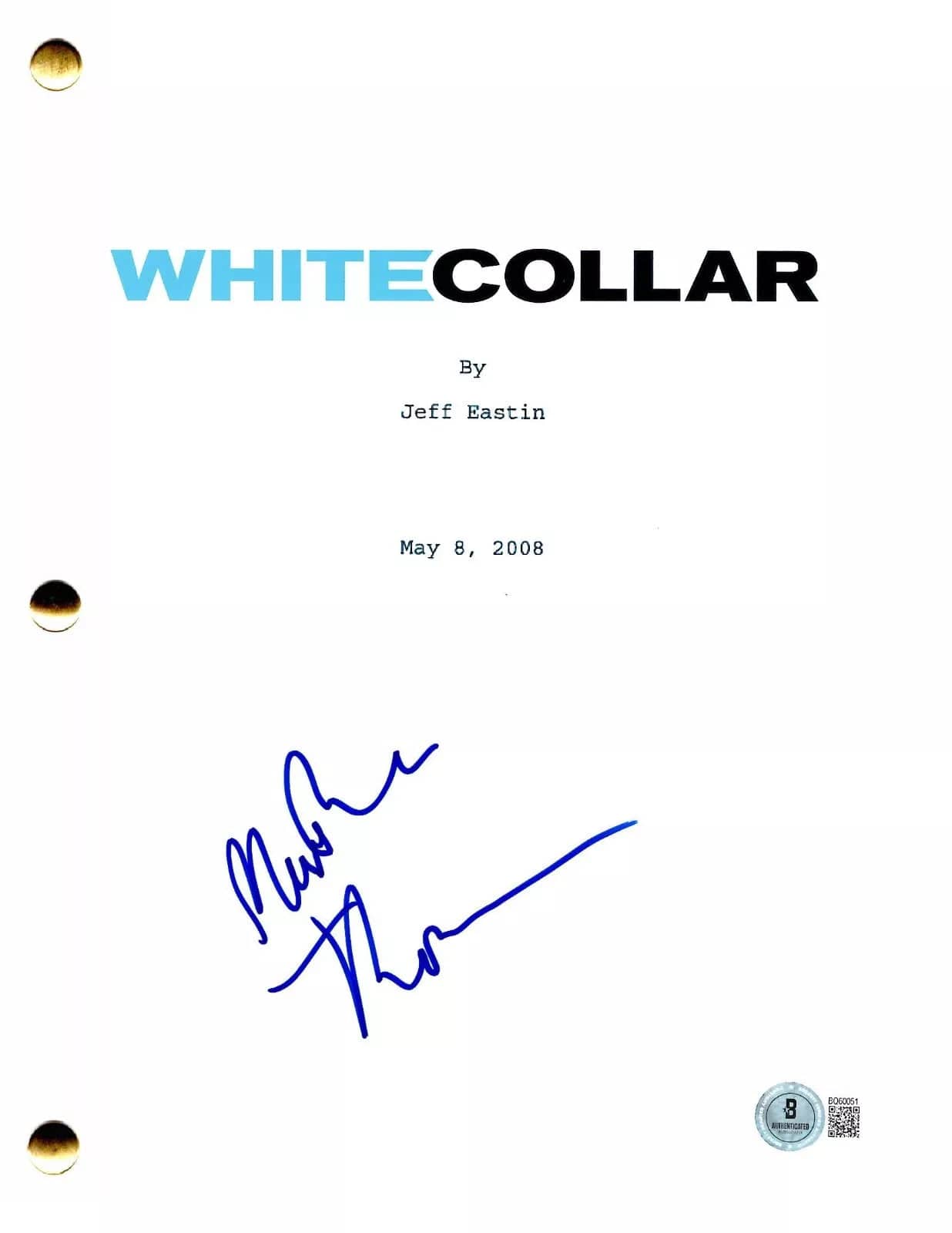 Marsha Thomason Authentic Autographed White Collar Pilot Script