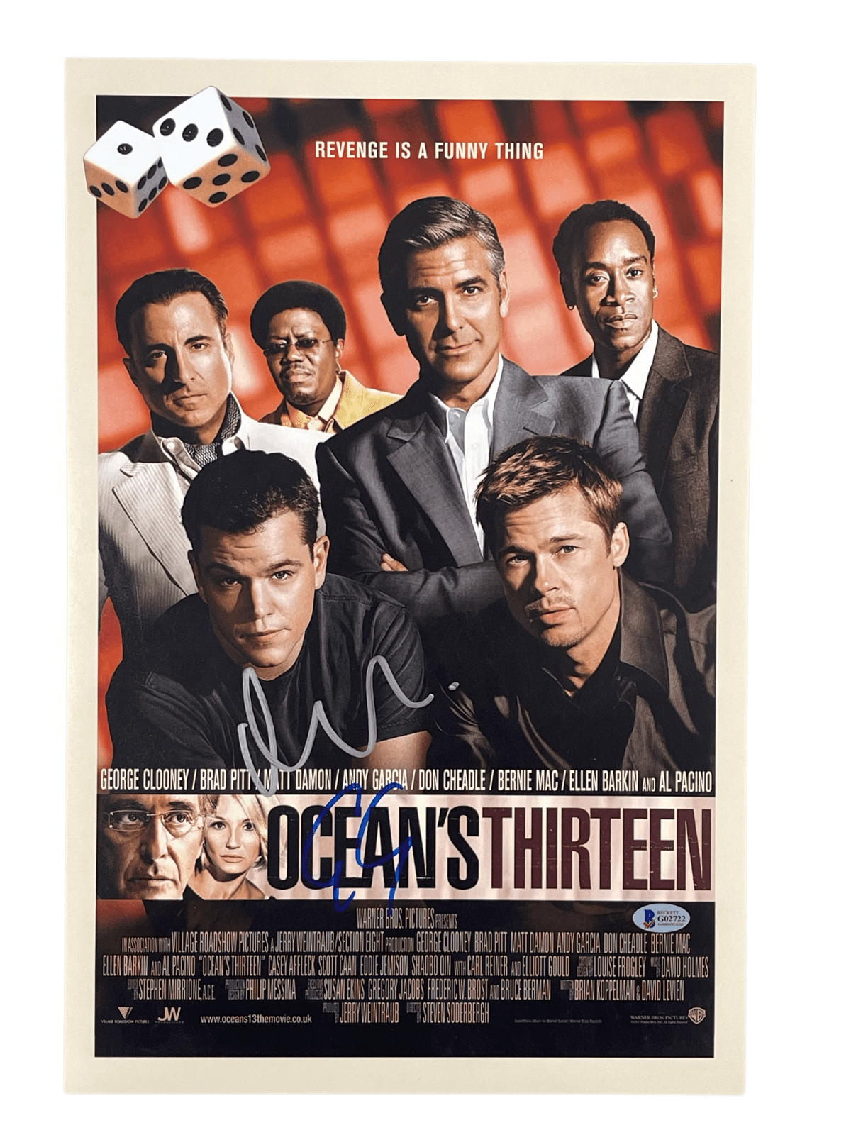 Matt Damon & George Clooney Authentic Autographed 12x18 Photo Poster