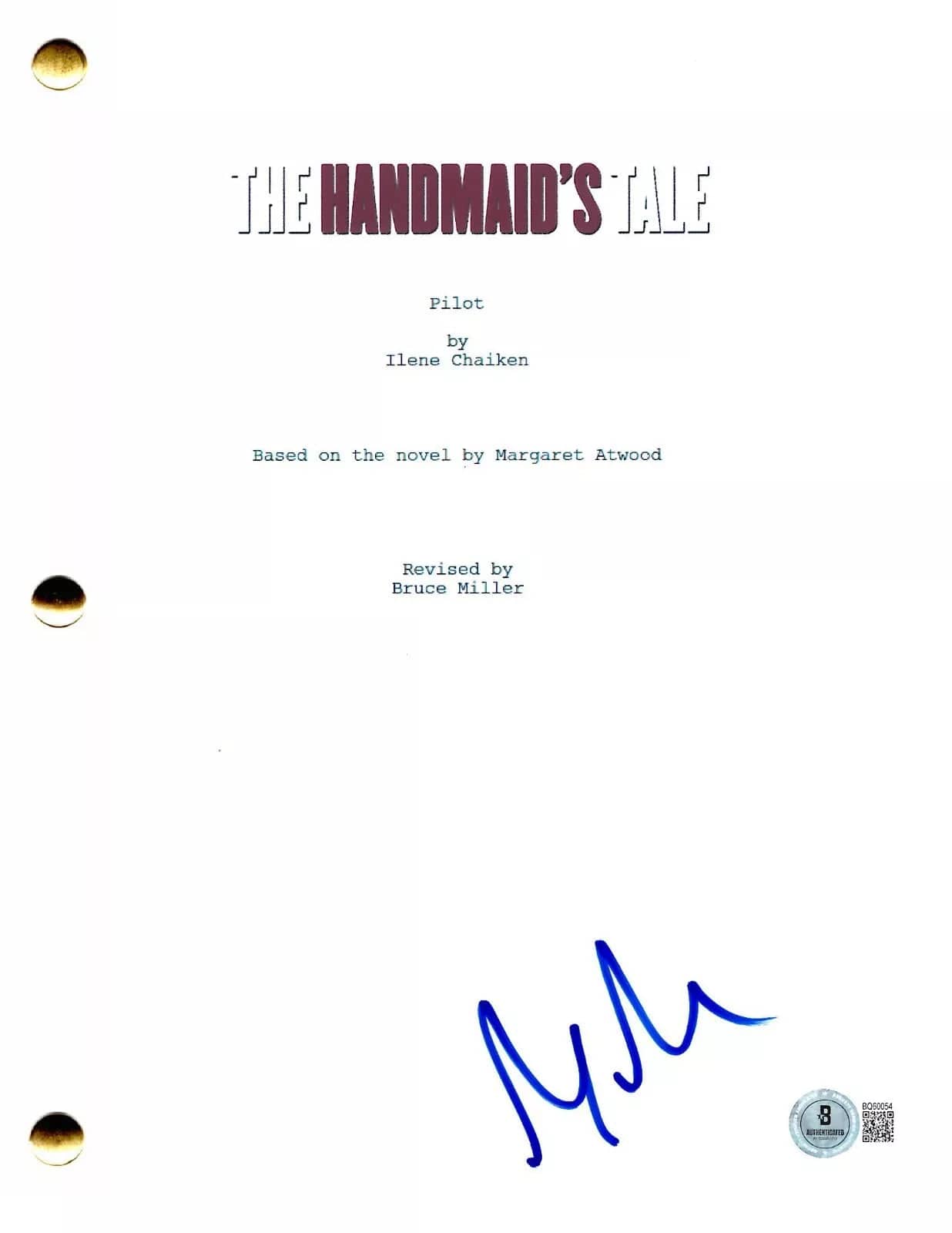 Max Minghella Authentic Autographed The Handmaid's Tale Pilot Script