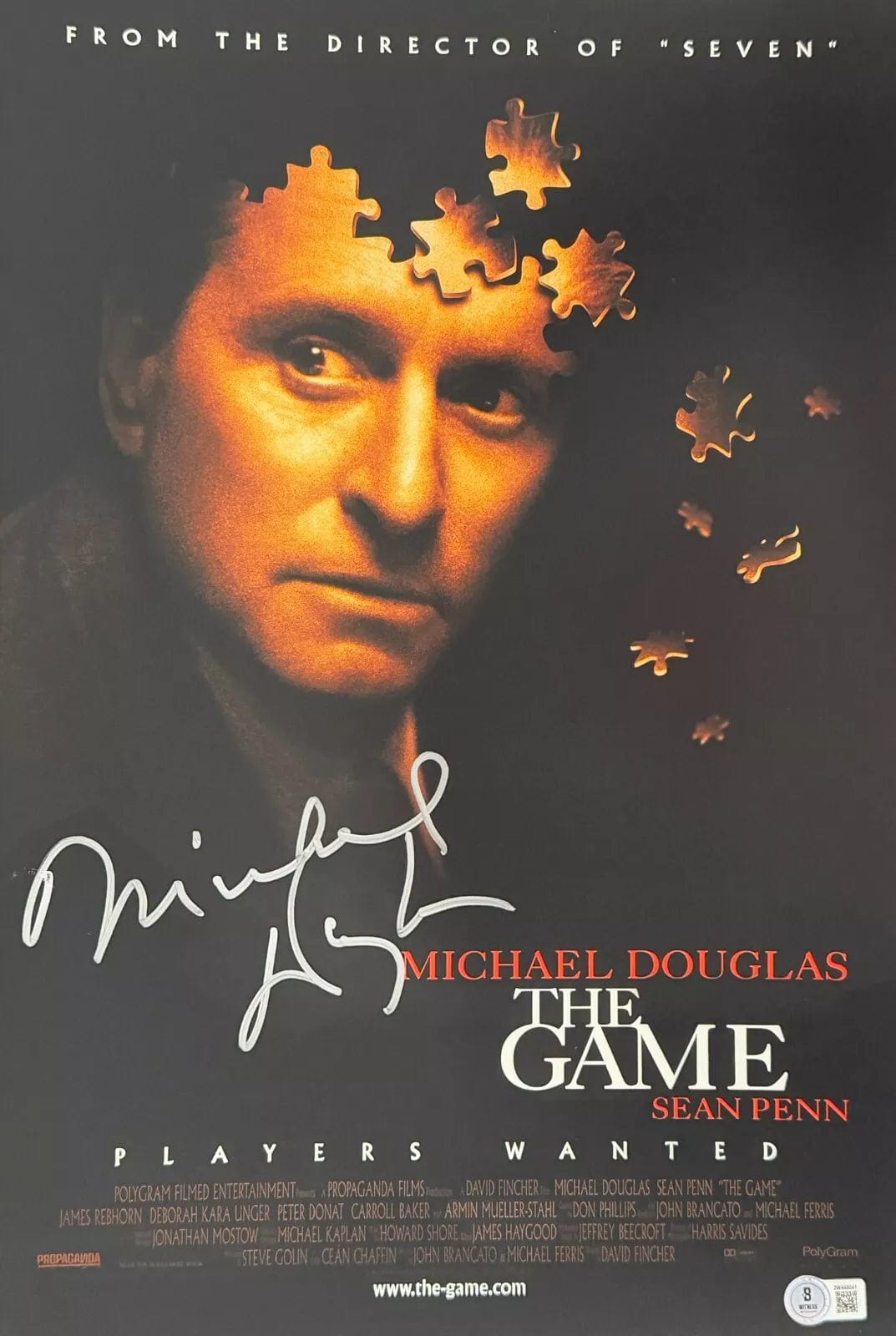 Michael Douglas Signed 12x18 Photo from The Game Beckett COA