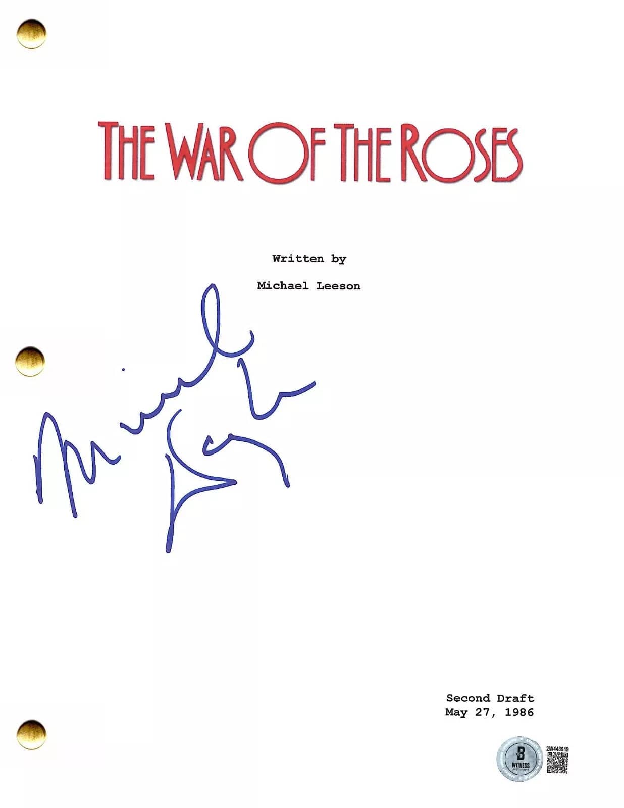 Michael Douglas Signed Script from The War of the Roses Beckett COA