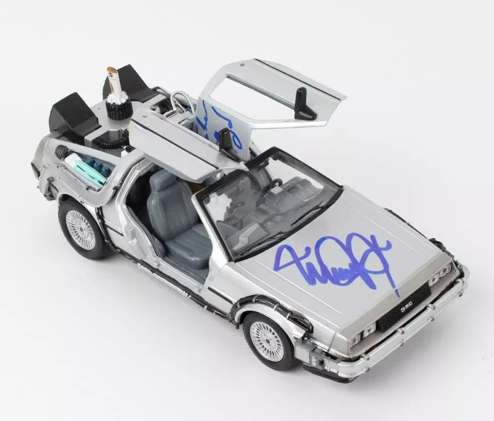 Michael J Fox and Christopher Lloyd Authentic Autographed 1:24 Back to the Future Part 2 Delorean