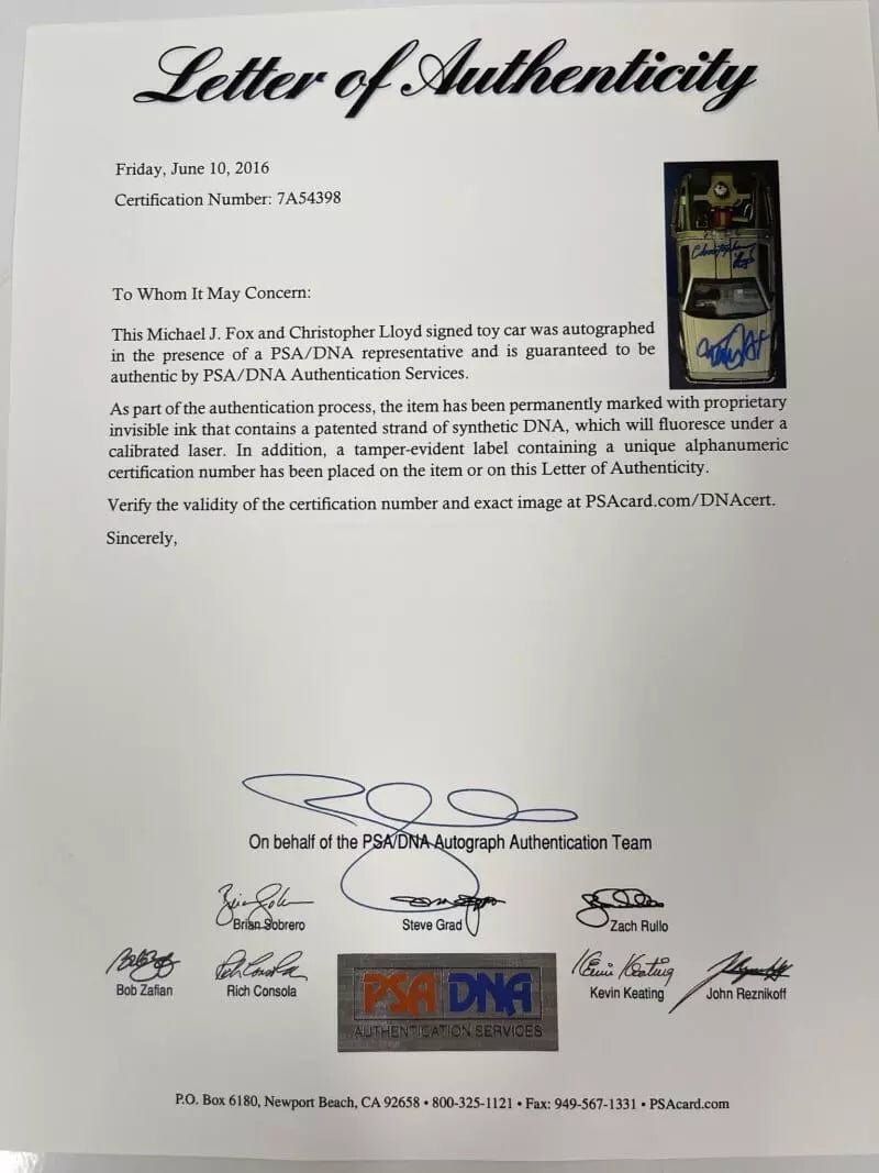 Christopher Lloyd Signed Model Car from Back to the Future Certified Authentic - Item #1 - View 5