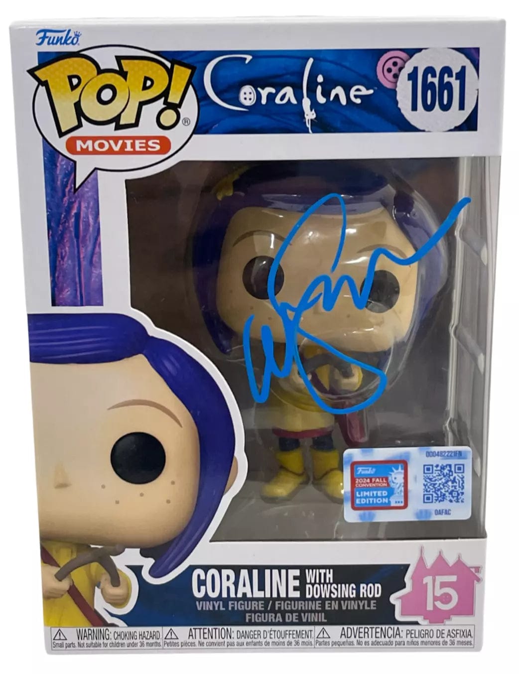 Neil Gaiman Authentic Autographed Coraline with Dowsing Rod 1661 Guardians of the Galaxy Funko Pop Figure