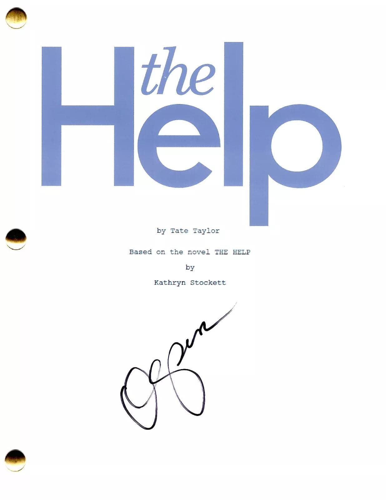 Octavia Spencer Signed Script from The Help Certified Authentic