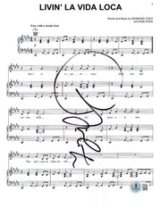 Ricky Martin Signed Livin' La Vida Loca Lyrics & Sheet Music Beckett COA