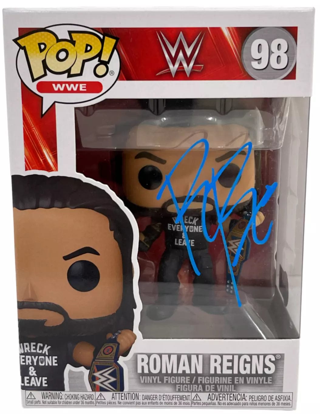 Roman Reigns Authentic Autographed Roman Reigns 98 WWE Funko Pop Figure