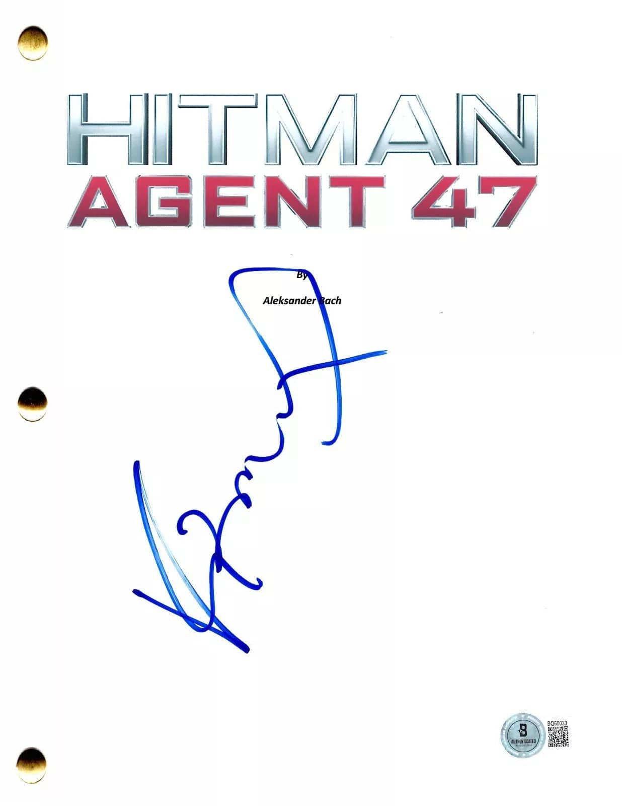 Rupert Friend Signed Script from Hitman: Agent 47 Beckett COA