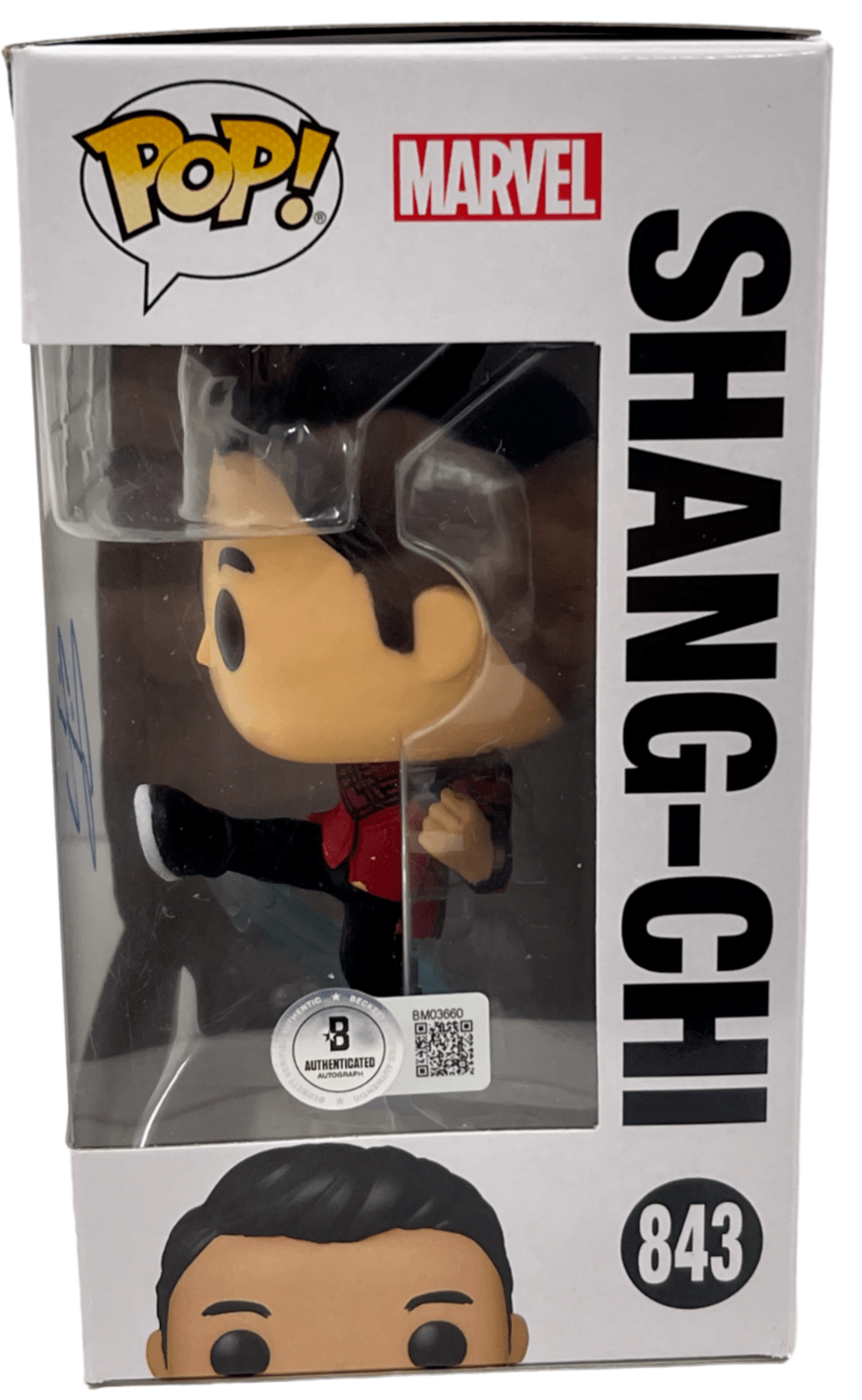 Simu Liu Signed Funko from Shang-Chi Beckett COA - Detail View