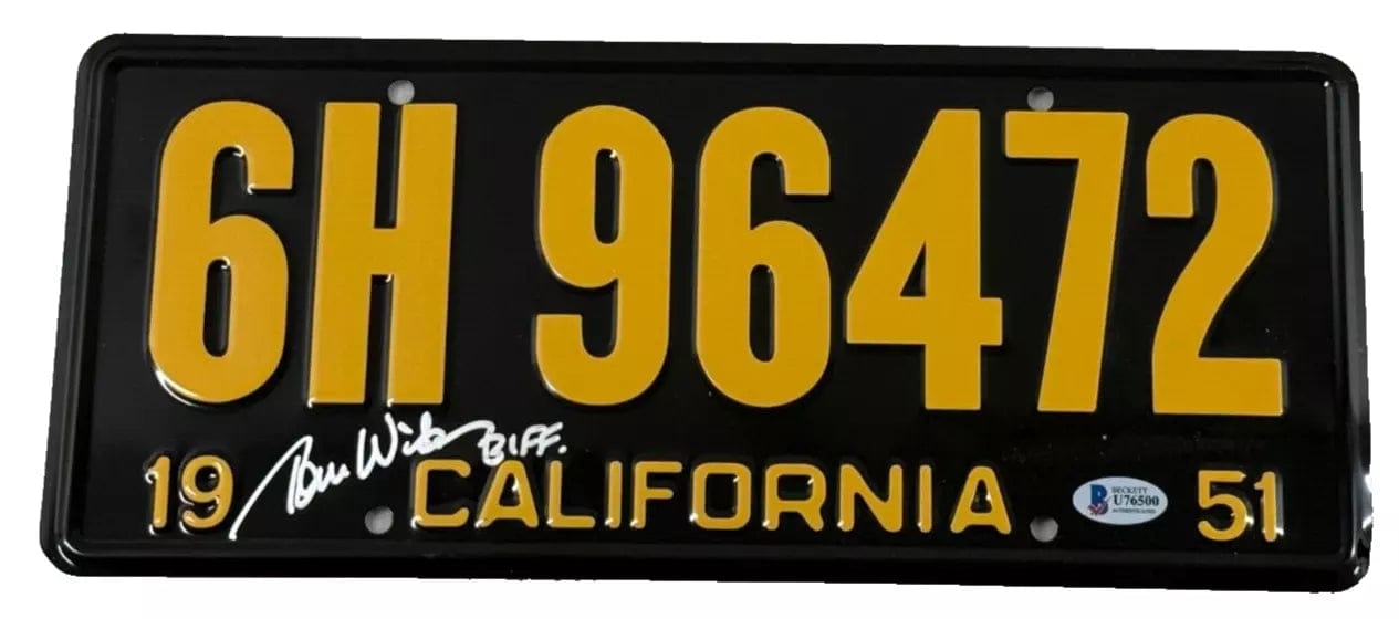 Tom Wilson Signed License Plate from Back to the Future Beckett COA