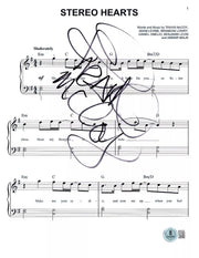 Travie McCoy Signed Stereo Hearts Lyrics & Sheet Music Beckett COA