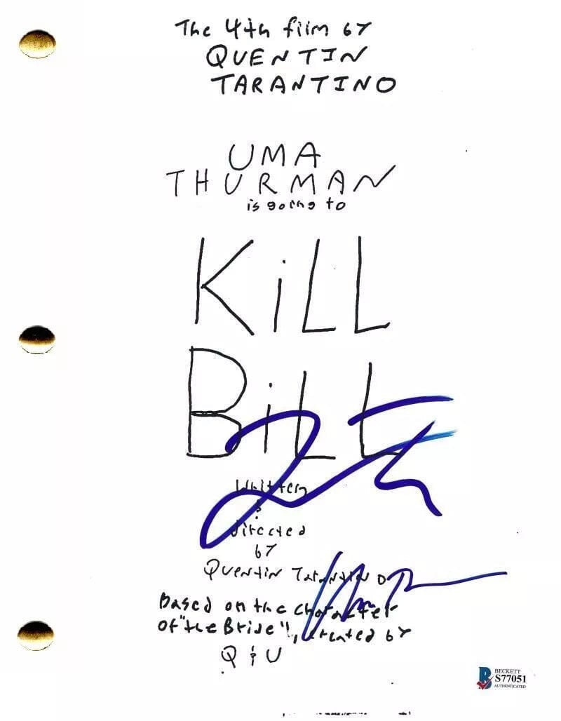 Uma Thurman & Quentin Tarantino Autographed Script - PTS