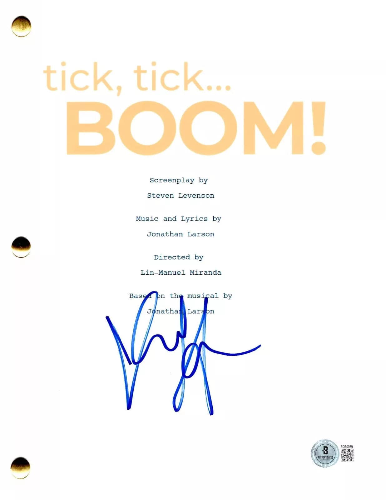 Vanessa Hudgens Authentic Autographed Tick, Tick...Boom! Script
