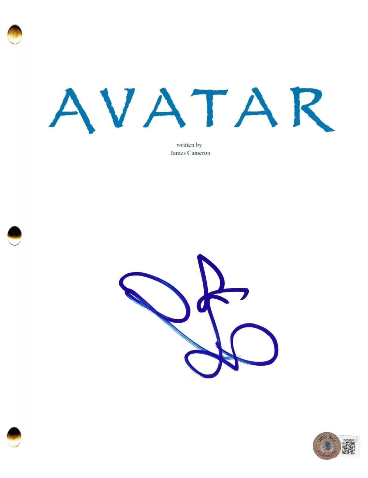 Zoe Saldana Signed Script from Avatar Beckett COA