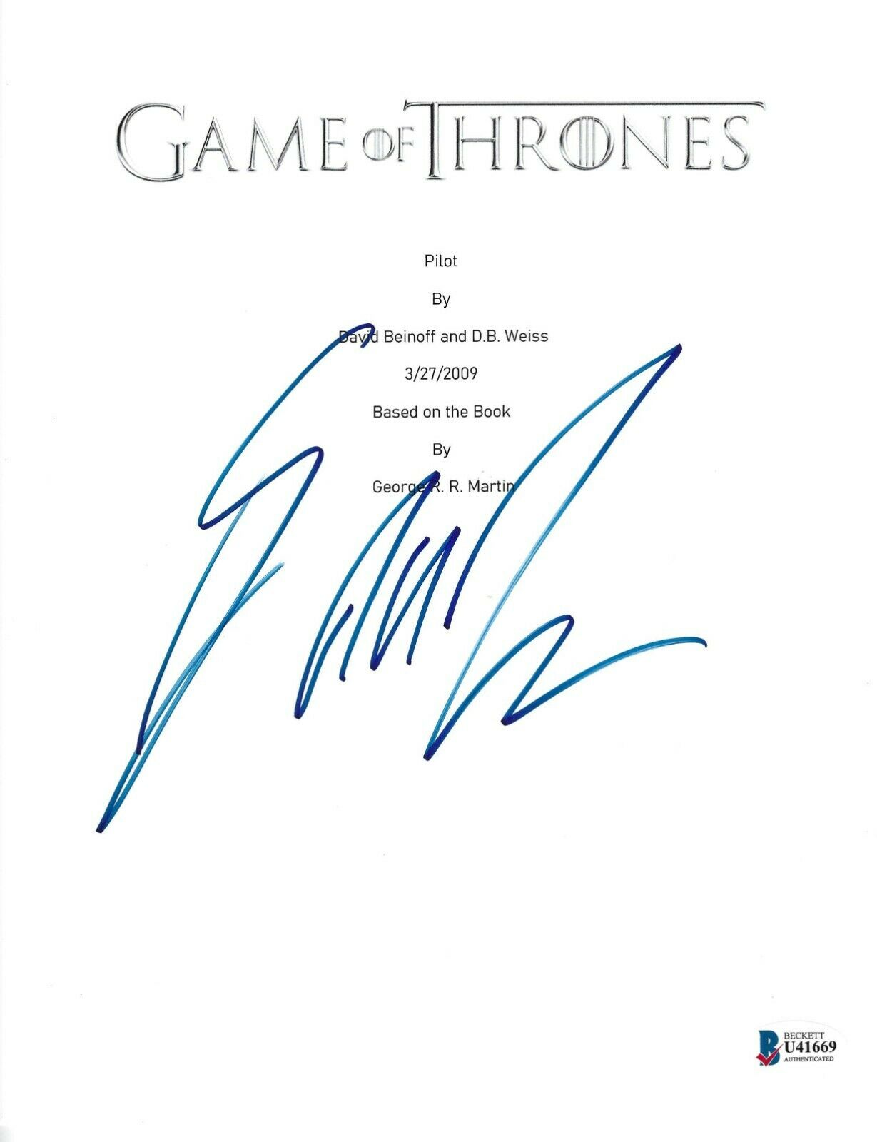 George RR Martin Authentic Autographed Game of Thrones Script