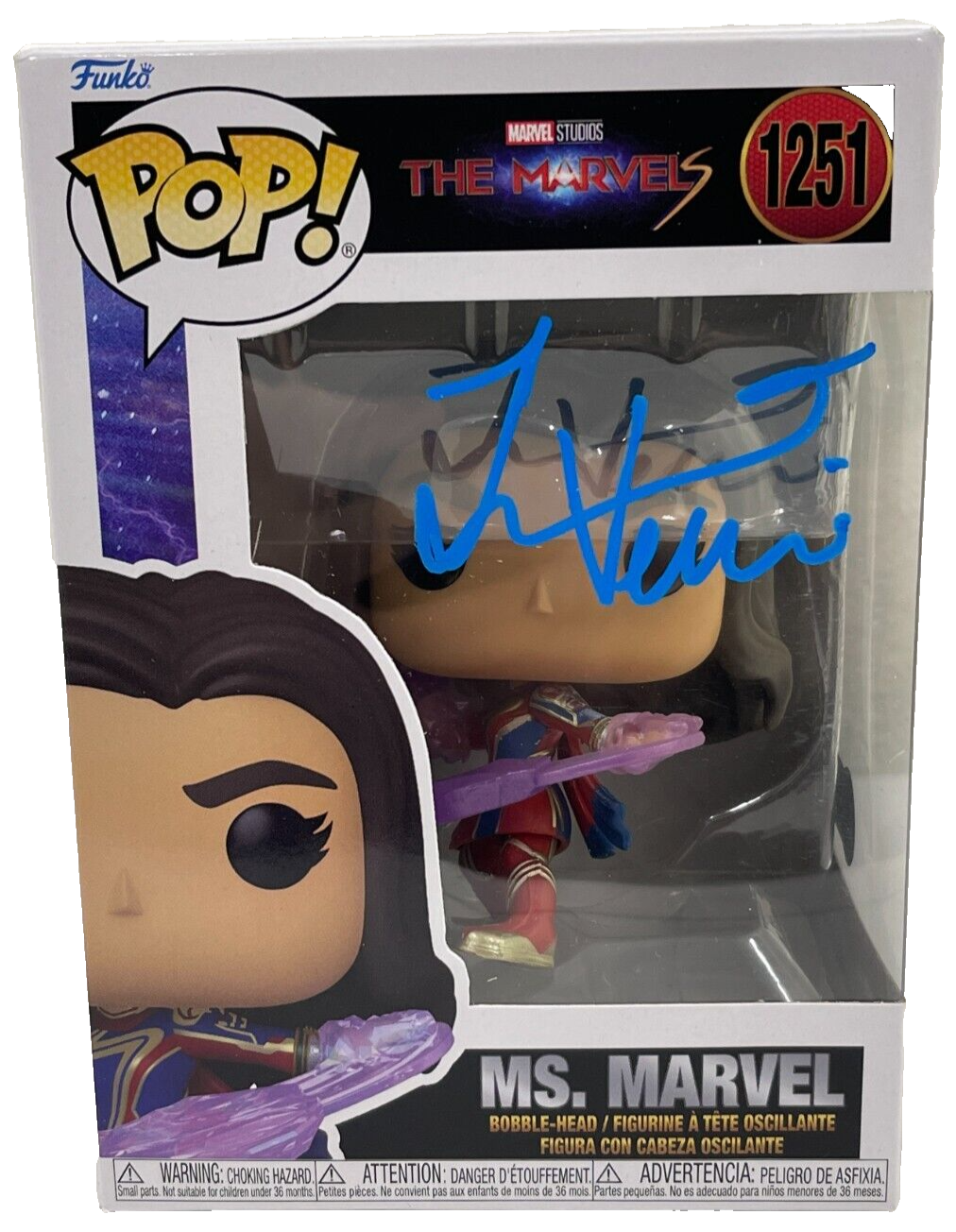Iman Vellani Authentic Autographed Ms. Marvel The Marvels 1251 Funko Pop Figure
