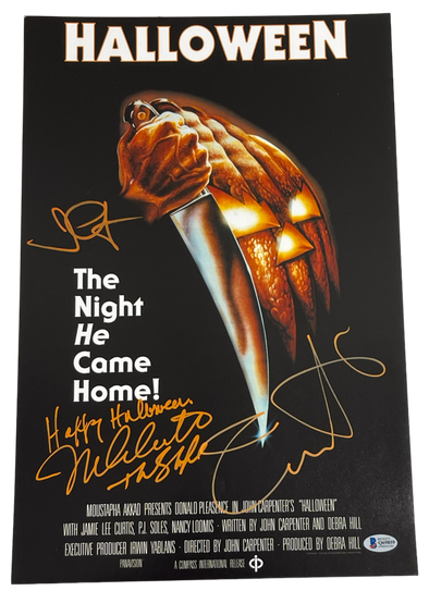 Jamie Lee Curtis, Nick Castle & John Carpenter Authentic Autographed 12x18 Photo Poster