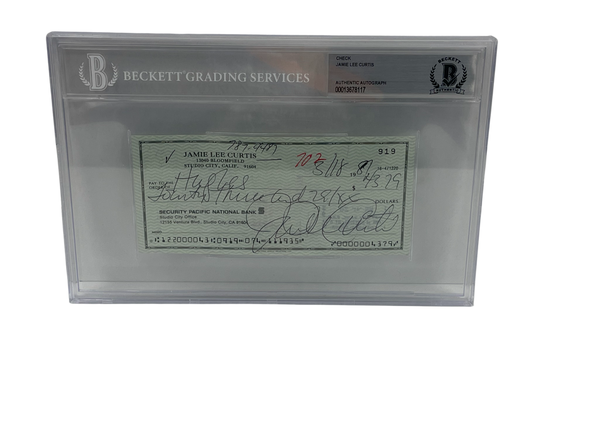 Jamie Lee Curtis Authentic Autographed Personal Check