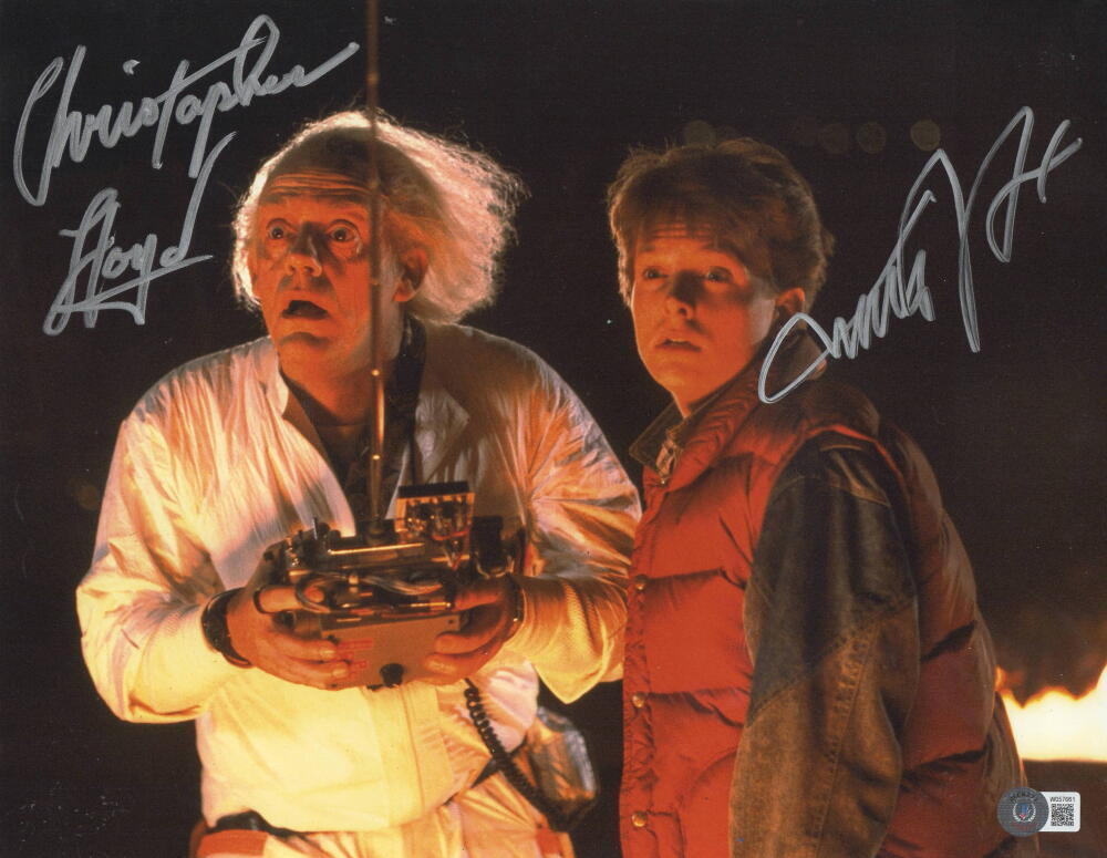 Michael J Fox & Christopher Lloyd Authentic Autographed 11x14 Photo