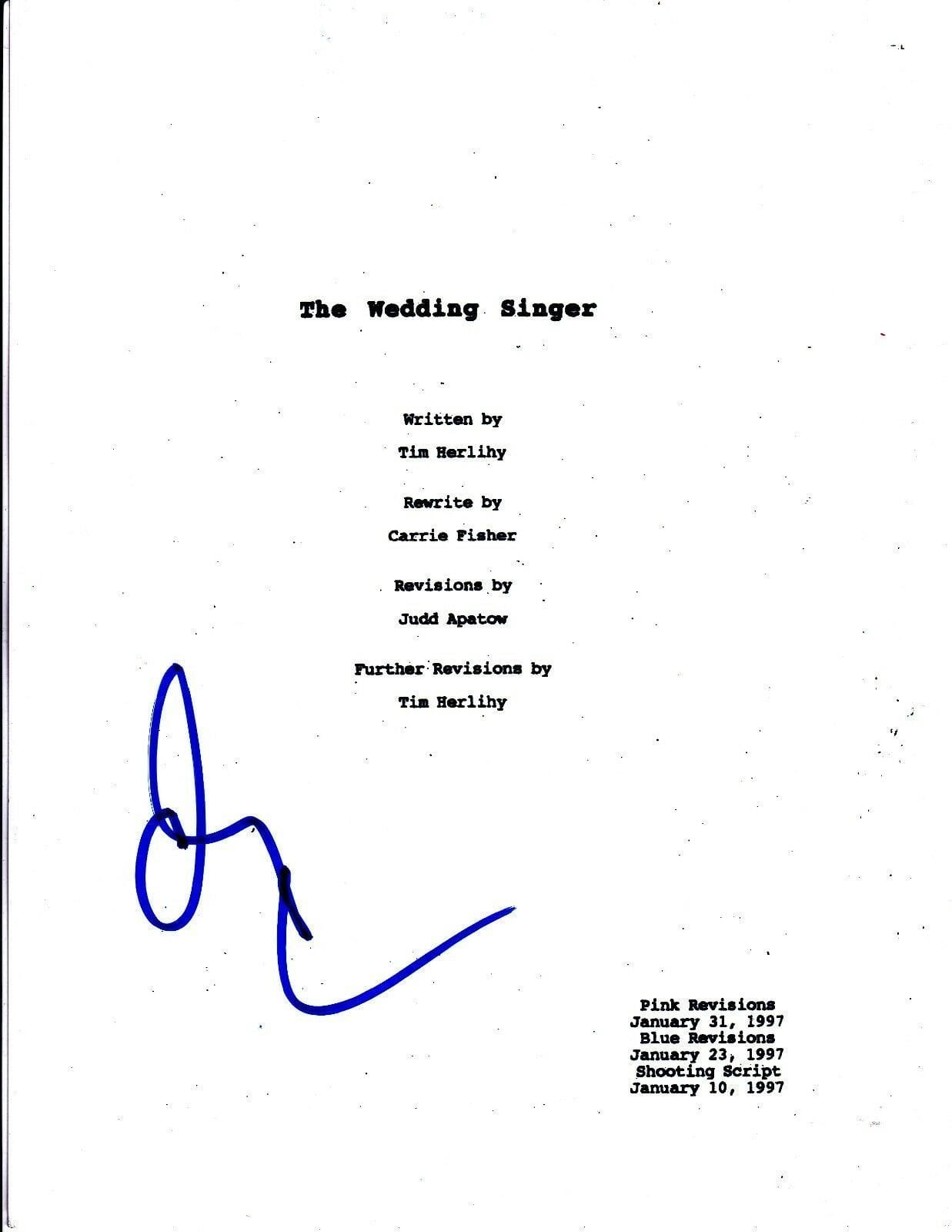Adam Sandler Authentic Autographed 'The Wedding Singer' Script - Prime Time Signatures - TV & Film