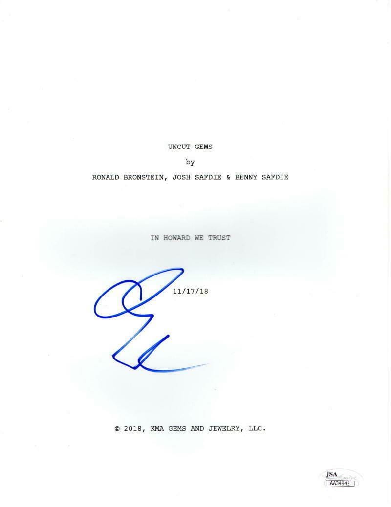 Adam Sandler Authentic Autographed 'Uncut Gems' Script - Prime Time Signatures - TV & Film