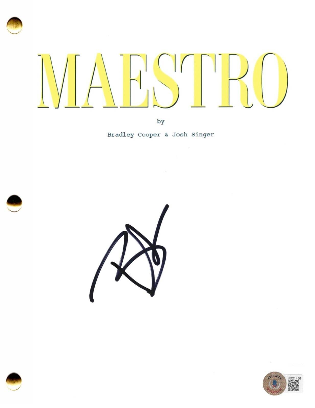 Bradley Cooper Signed Script from Maestro Beckett COA