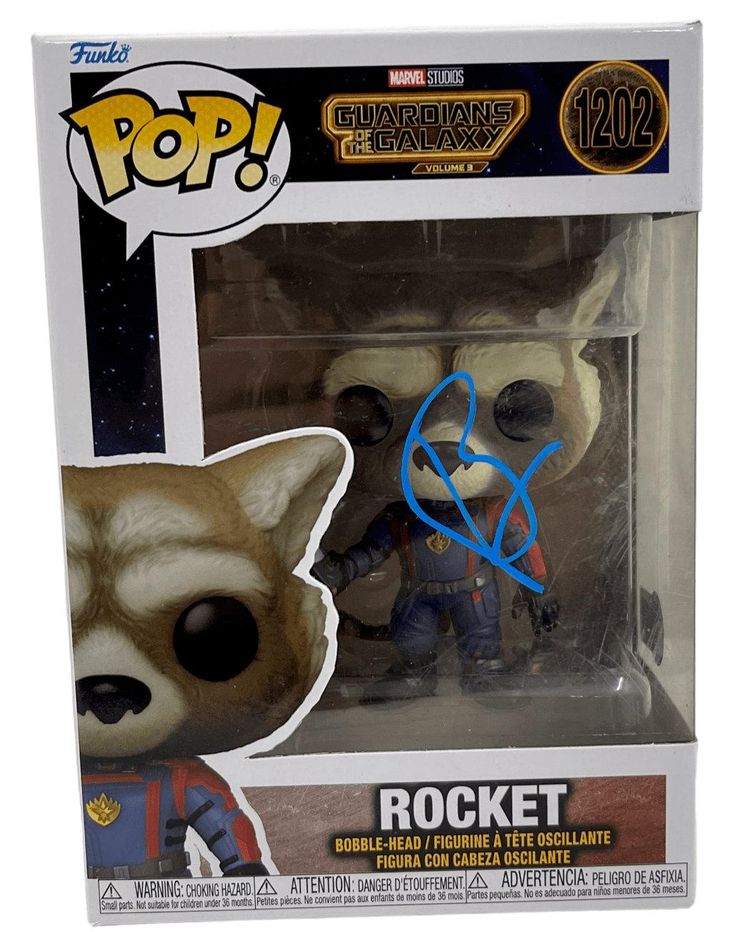 Bradley Cooper Authentic Autographed Rocket Guardians of the Galaxy 1202 Funko Pop Figure