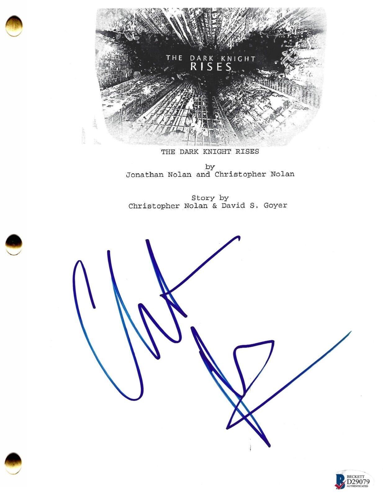 Christian Bale Signed Script from The Dark Knight Rises Beckett COA - Item #2