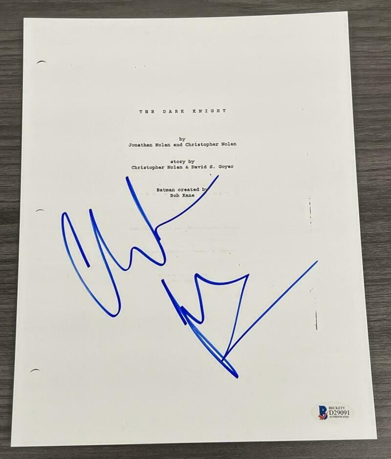 Christian Bale Signed Script from The Dark Knight Beckett COA