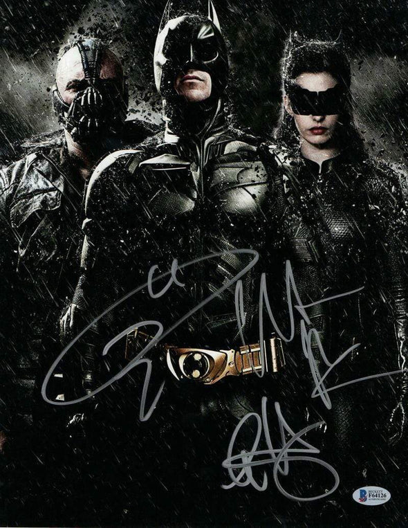 Christian Bale, Tom Hardy & Anne Hathaway Authentic Autographed 11x14 Photo - Prime Time Signatures - TV & Film