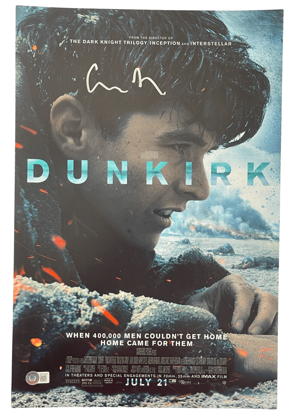 Christopher Nolan Signed 12x18 Photo from Dunkirk Beckett COA