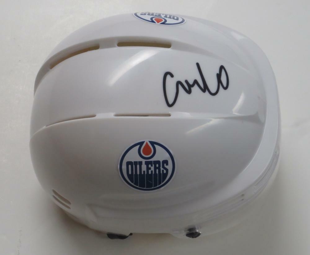 Connor McDavid Authentic Autographed Oilers White Mini Helmet - Prime Time Signatures - Sports