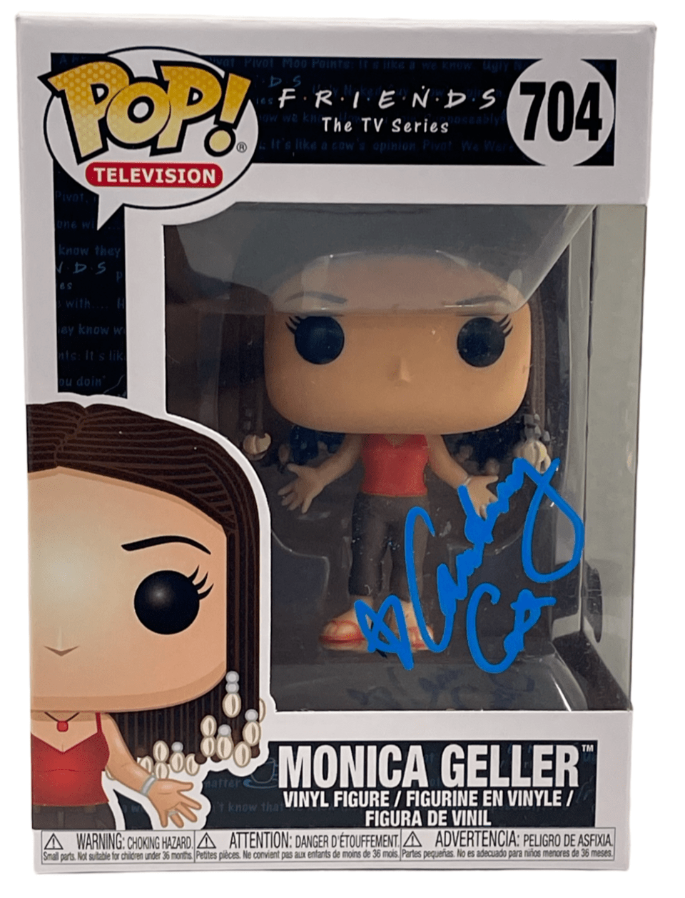 Courteney Cox Authentic Autographed Monica Geller Friends 704 Funko Pop Figure