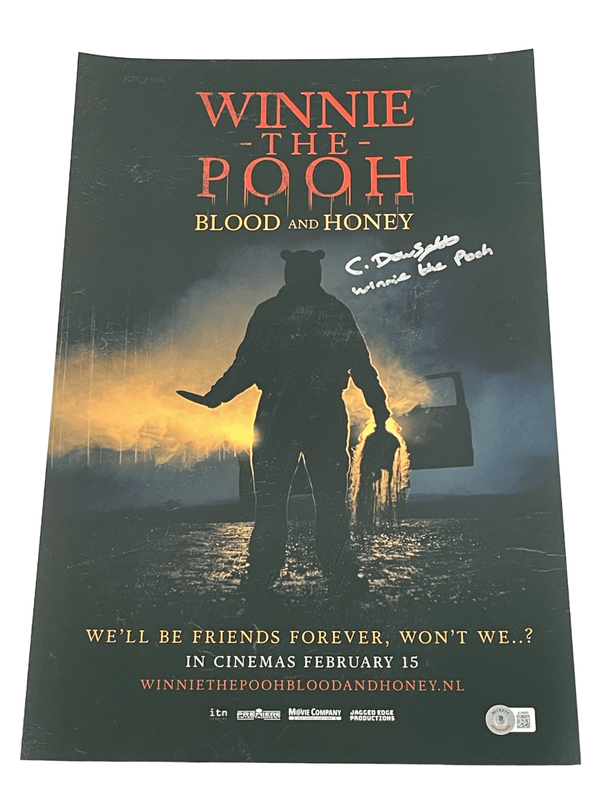 Craig David Dowsett Signed 12x18 Photo from Winnie the Pooh Blood and Honey Beckett COA - Item #2