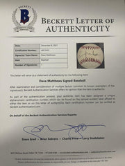 Dave Matthews Signed MLB Baseball Beckett COA - Alternate Angle