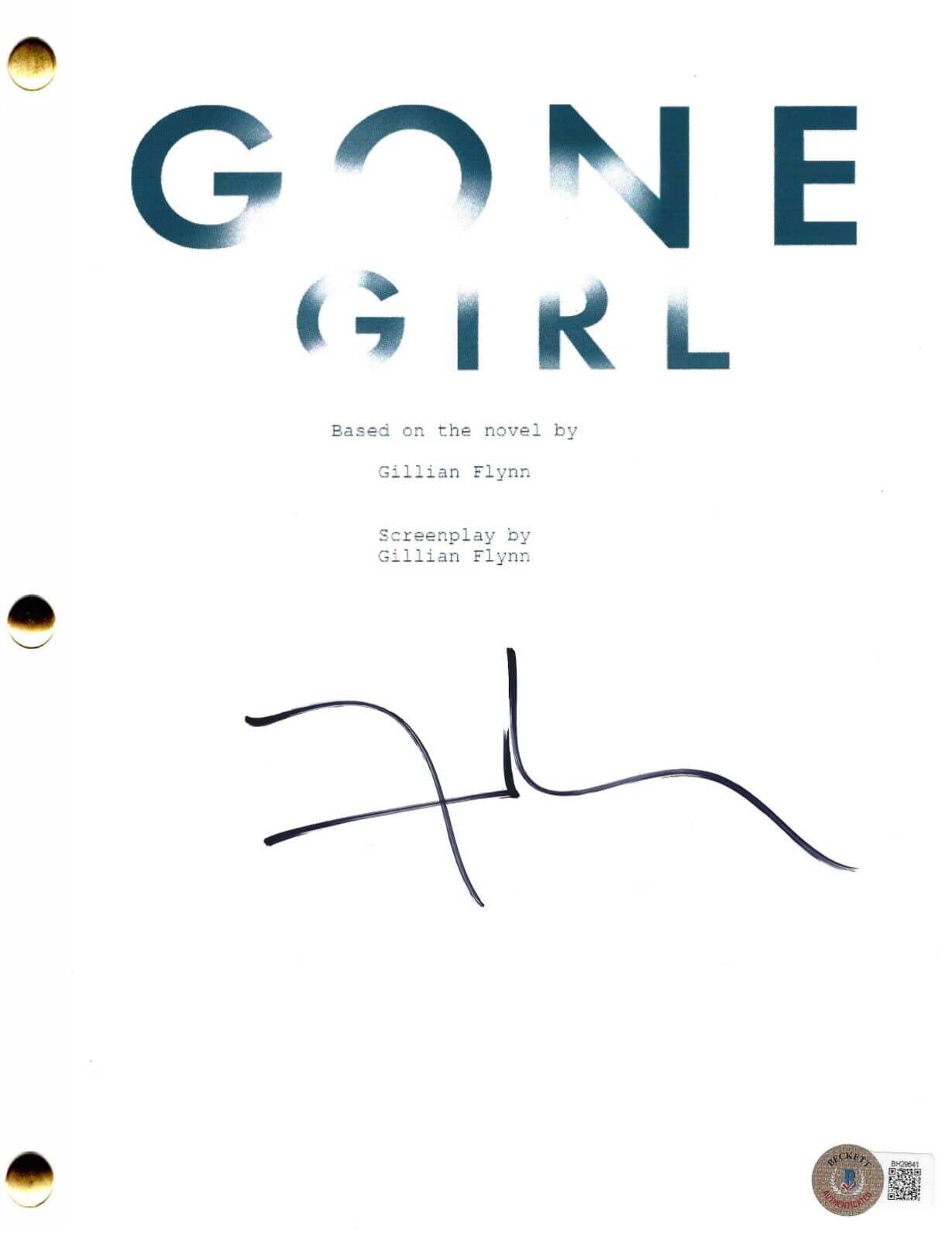 David Fincher Signed Script from Gone Girl Beckett COA