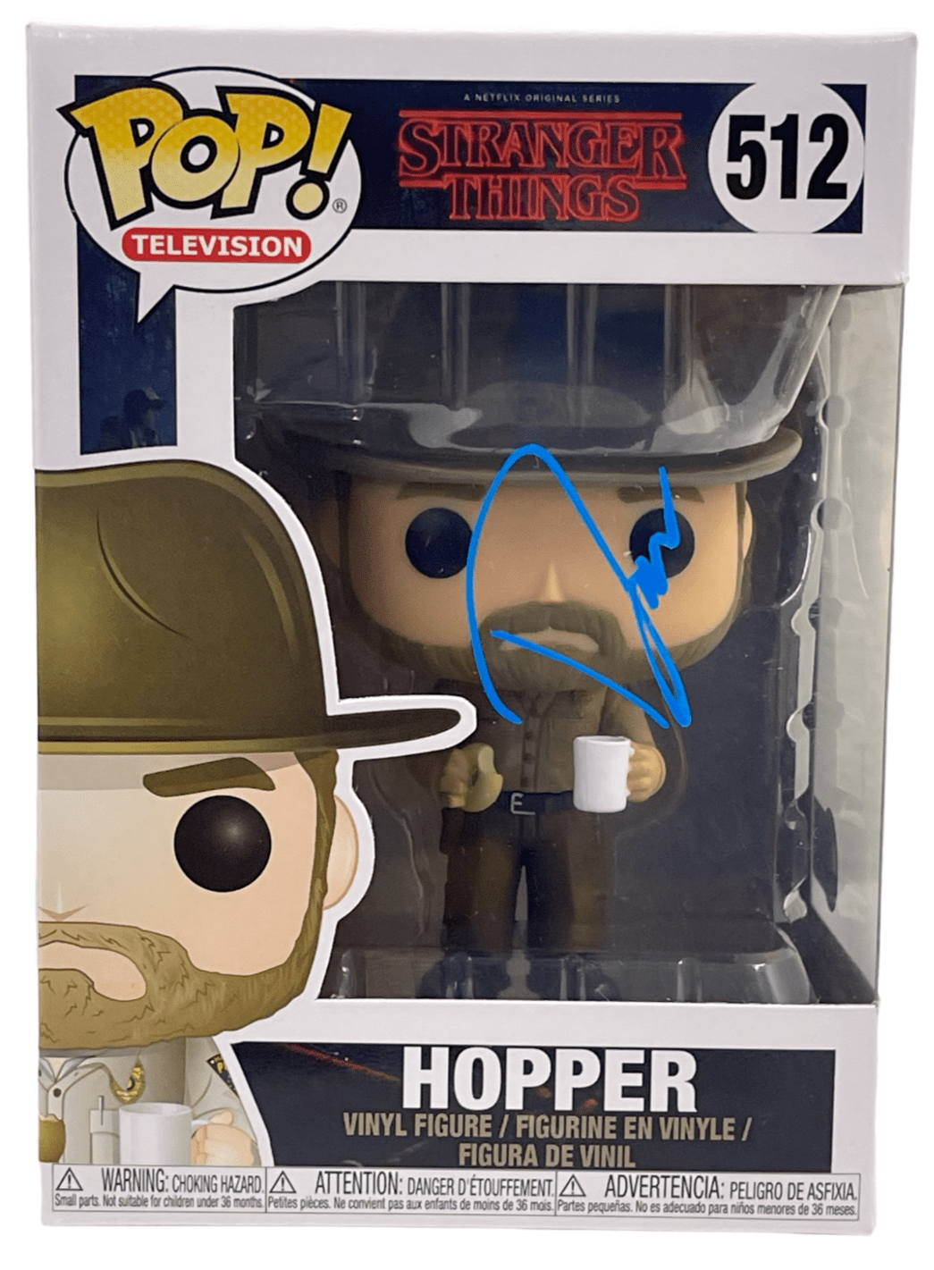 David Harbour Authentic Autographed Hopper Stranger Things 512 Funko Pop Figure