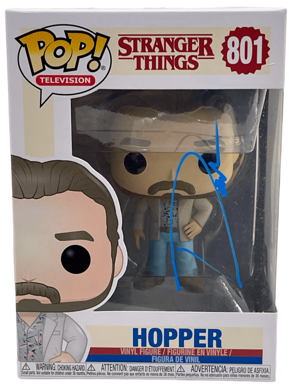 David Harbour Authentic Autographed Hopper Stranger Things 801 Funko Pop Figure