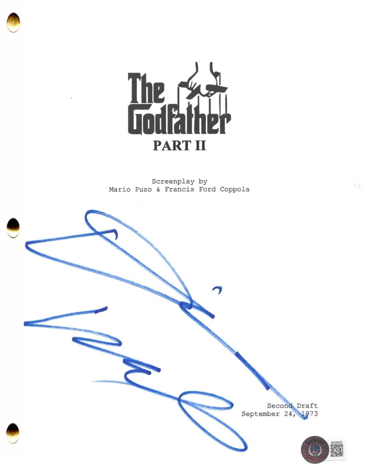 Diane Keaton Authentic Autographed The Godfather Part 2 Script