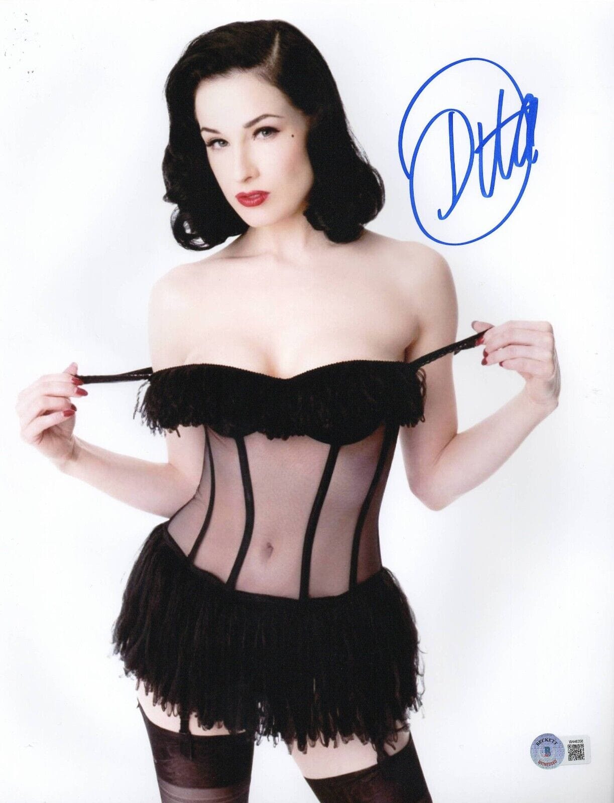 Dita Von Teese Signed 11x14 Photo Beckett COA - Item #23