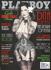 Dita Von Teese Authentic Autographed Playboy December 2002 Magazine #2