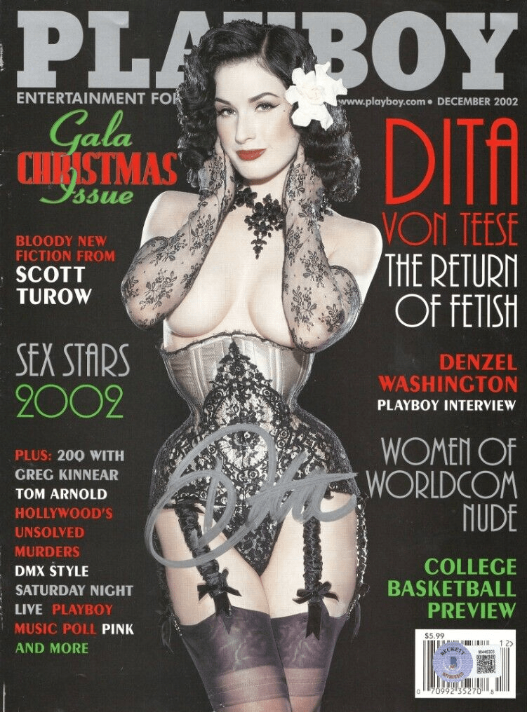 Dita Von Teese Authentic Autographed Playboy December 2002 Magazine #2